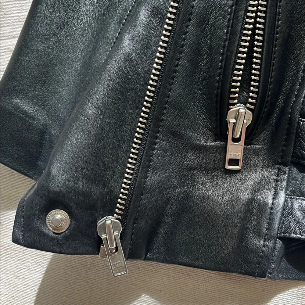 OAK NYC Black Leather Ryder Moto Jacket LIKE NEW Size M - Picture 6 of 6